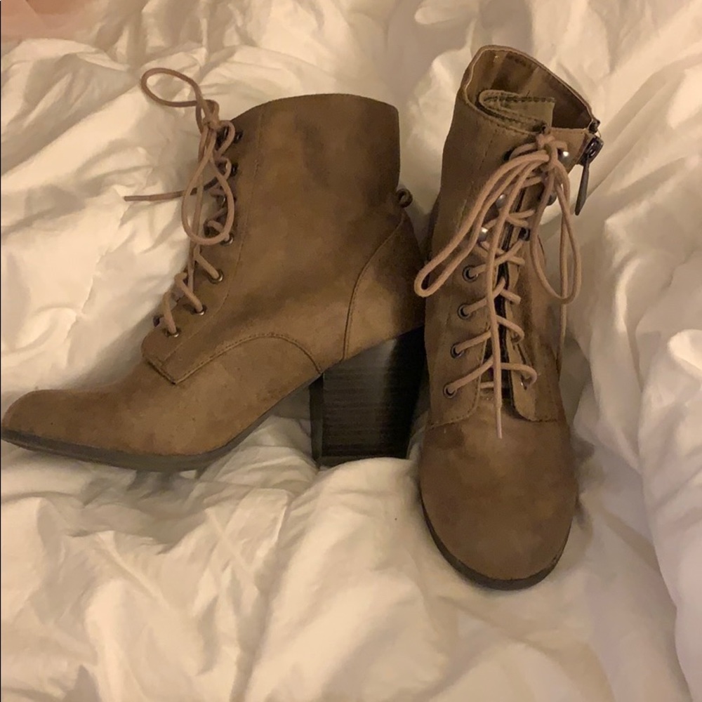 Maurices Lace Up Bootie Heels